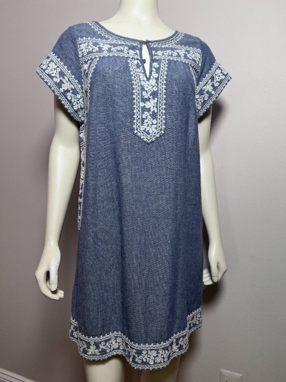 Calypso St. Barth Chambray Embroidered Dress